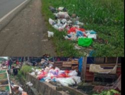 Tumpukan Sampah Cemari Pasar dan Bahu Jalan Provinsi di Simpang Pematang Mesuji